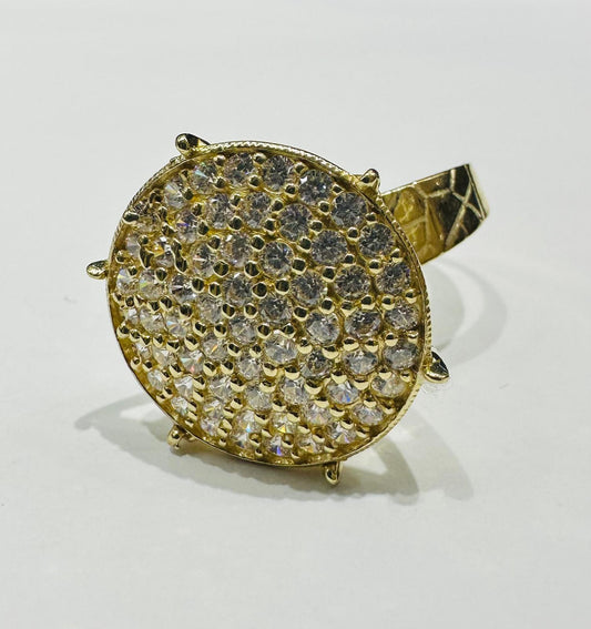 10K GOLD ROUND CZ STONES RING-WEIGHT: 6.4gm
