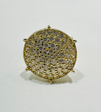 10K GOLD ROUND CZ STONES RING-WEIGHT: 6.4gm