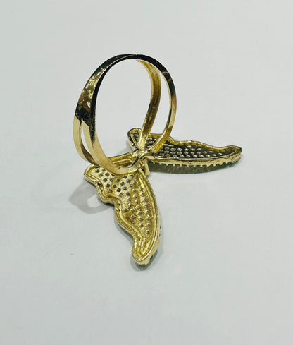 10K GOLD BUTTERFLY RING WITH CZ STONES -WEIGHT: 3.6gm