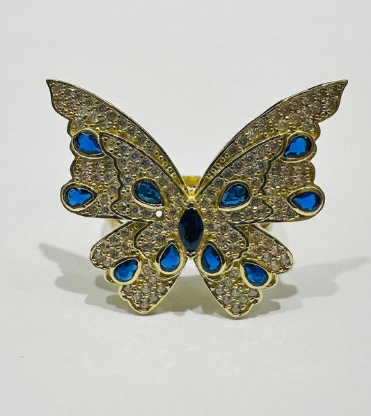10K GOLD BUTTERFLY RING WITH CZ STONES -WEIGHT: 4.7gm