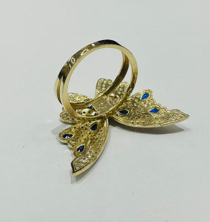 10K GOLD BUTTERFLY RING WITH CZ STONES -WEIGHT: 4.7gm