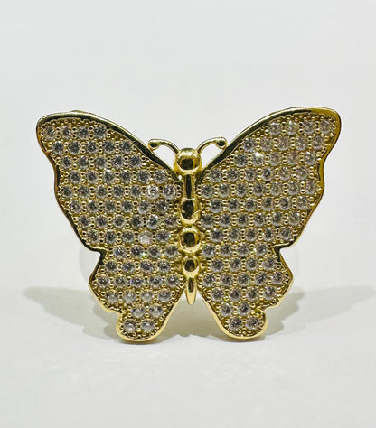 10K GOLD BUTTERFLY RING WITH CZ STONES -WEIGHT: 5.1gm
