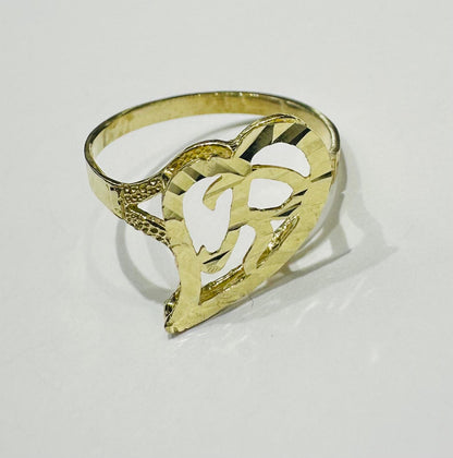 10K GOLD INITIAL LETTER "R" RING -WEIGHT: 1.2gm
