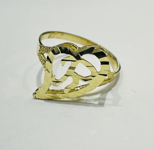 10K GOLD INITIAL LETTER "R" RING -WEIGHT: 1.2gm