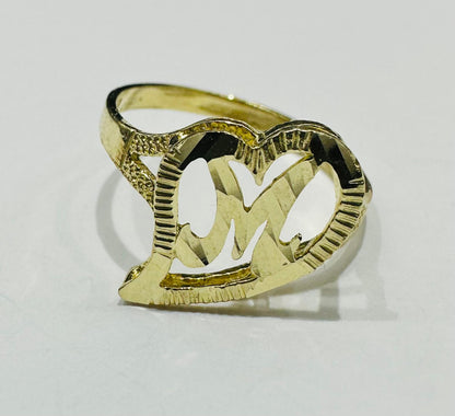 10K GOLD INITIAL LETTER "M" RING -WEIGHT: 1.5gm