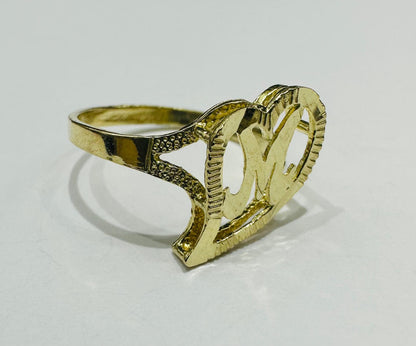 10K GOLD INITIAL LETTER "M" RING -WEIGHT: 1.5gm