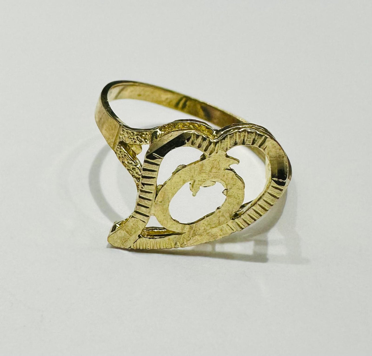 10K GOLD INITIAL LETTER "O" RING -WEIGHT: 1.5gm