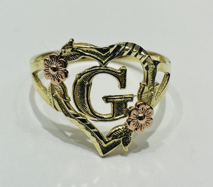 10K GOLD TWO TONED INITIAL LETTER "G" RING -WEIGHT: 1.7gm