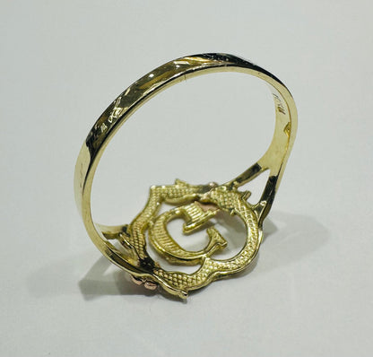 10K GOLD TWO TONED INITIAL LETTER "G" RING -WEIGHT: 1.7gm