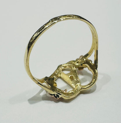 10K GOLD TWO TONED INITIAL LETTER "A" RING -WEIGHT: 1.7gm