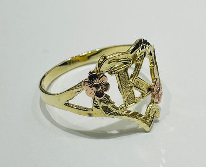 10K GOLD TWO TONED INITIAL LETTER "K" RING -WEIGHT: 1.7gm