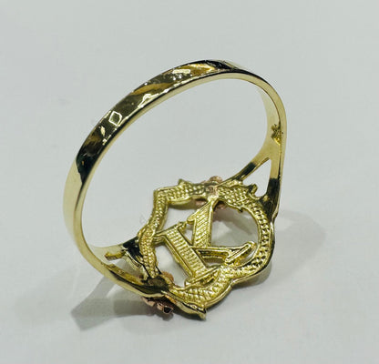 10K GOLD TWO TONED INITIAL LETTER "K" RING -WEIGHT: 1.7gm