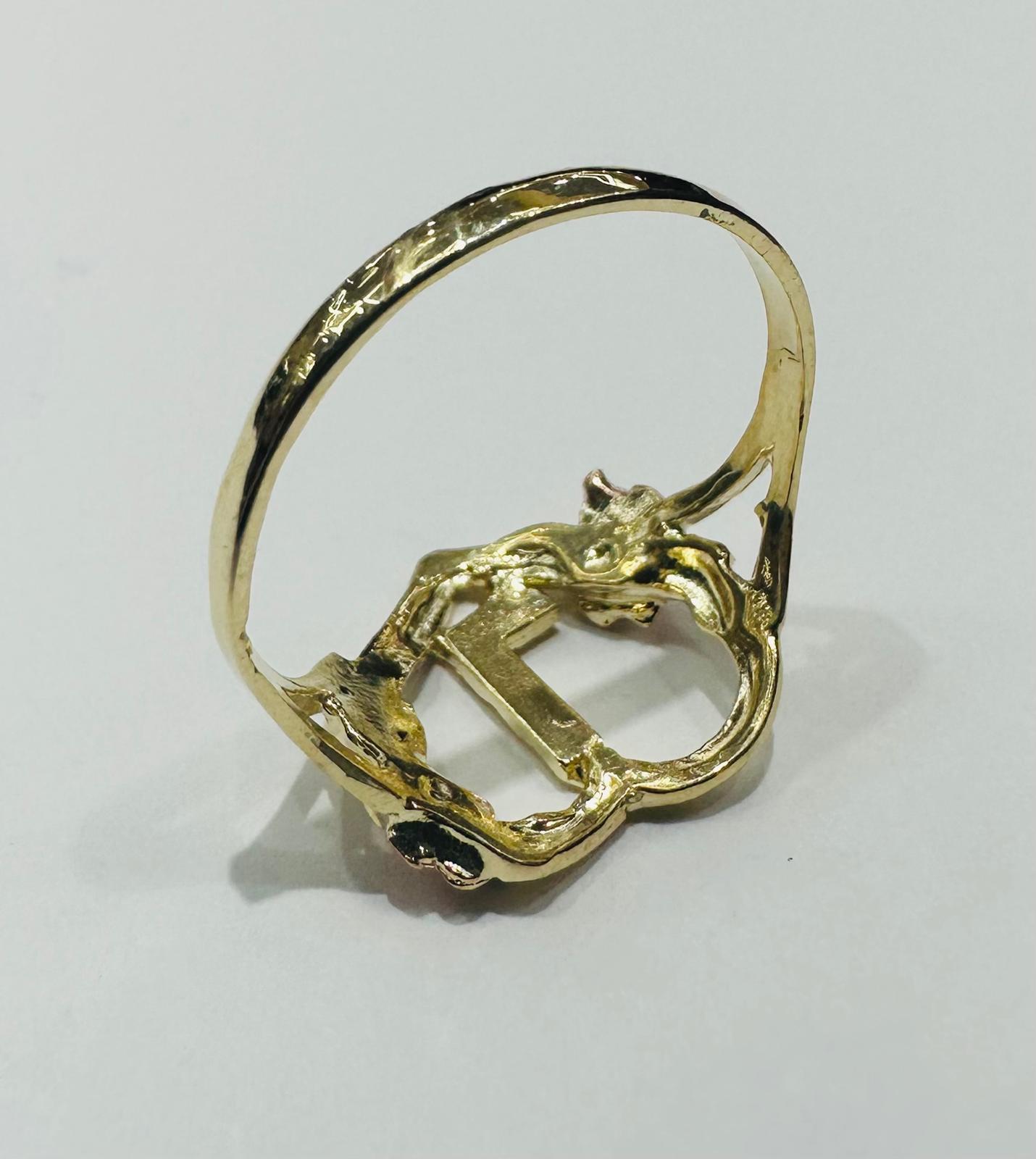 10K GOLD TWO TONED INITIAL LETTER "L" RING -WEIGHT: 1.7gm