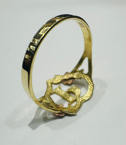 10K GOLD TWO TONED INITIAL LETTER "P" RING -WEIGHT: 1.6gm