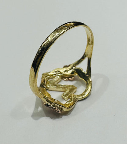 10K GOLD TWO TONED INITIAL LETTER "Z" RING -WEIGHT: 1.8gm