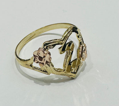 10K GOLD TWO TONED INITIAL LETTER "Z" RING -WEIGHT: 1.8gm