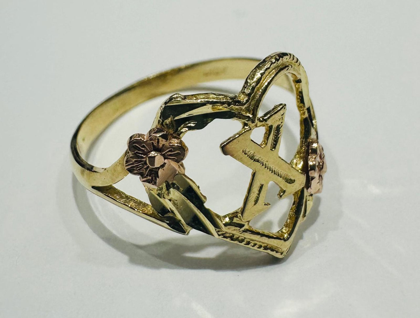 10K GOLD TWO TONED INITIAL LETTER "X" RING -WEIGHT: 1.7gm