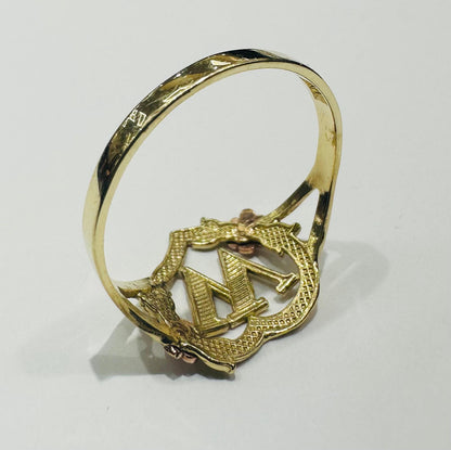 10K GOLD TWO TONED INITIAL LETTER "W" RING -WEIGHT: 1.7gm
