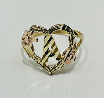 10K GOLD TWO TONED INITIAL LETTER "A" RING -WEIGHT: 1.7gm