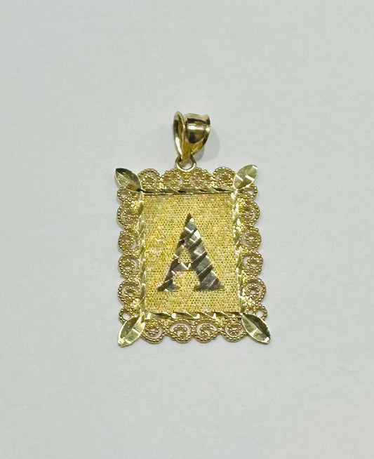10K GOLD TWO TONED INITIAL LETTER "A" PENDANT -WEIGHT: 3.0gm