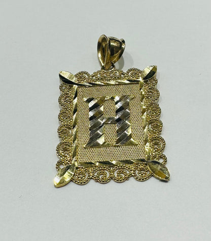 10K GOLD TWO TONED INITIAL LETTER "H" PENDANT -WEIGHT: 3.2gm