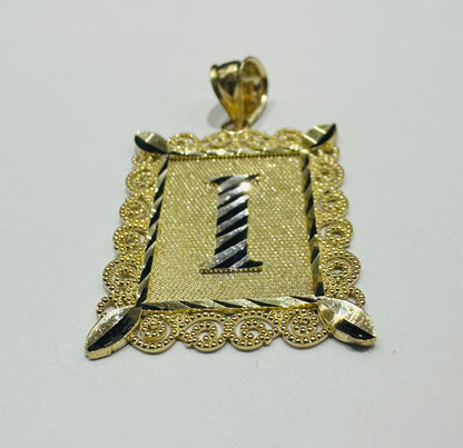 10K GOLD TWO TONED INITIAL LETTER "I" PENDANT -WEIGHT: 2.8gm