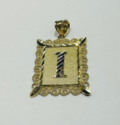 10K GOLD TWO TONED INITIAL LETTER "I" PENDANT -WEIGHT: 2.8gm