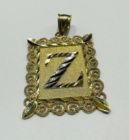 10K GOLD TWO TONED INITIAL LETTER "Z" PENDANT -WEIGHT: 2.9gm