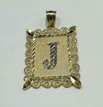 10K GOLD TWO TONED INITIAL LETTER "J" PENDANT -WEIGHT: 2.8gm