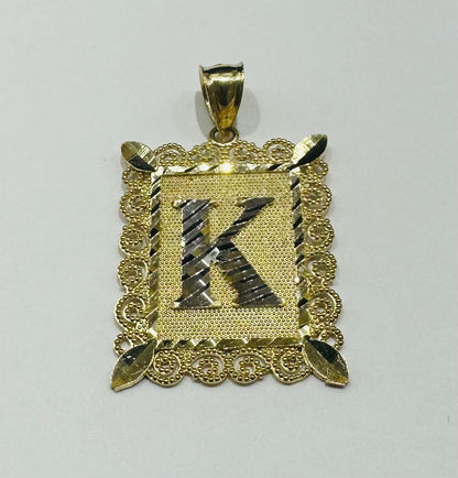 10K GOLD TWO TONED INITIAL LETTER "K" PENDANT -WEIGHT: 3.0gm