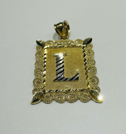 10K GOLD TWO TONED INITIAL LETTER "L" PENDANT -WEIGHT: 2.9gm
