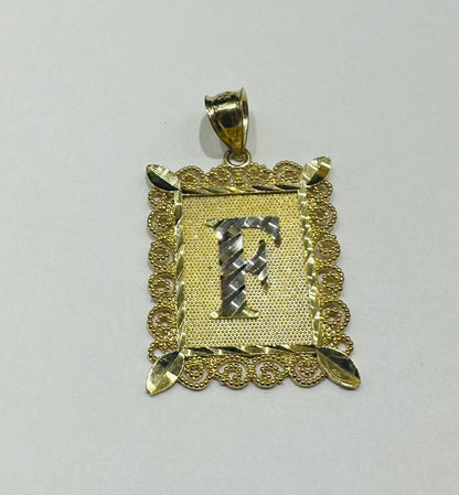10K GOLD TWO TONED INITIAL LETTER "F" PENDANT -WEIGHT: 3.0gm