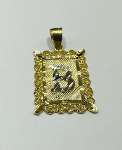 10K GOLD TWO TONED INITIAL LETTER "B" PENDANT- Weight: 1.6gm