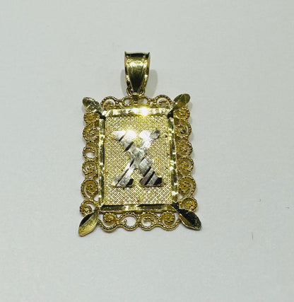 10K GOLD TWO TONED INITIAL LETTER "X" PENDANT- WEIGHT:1.6gm