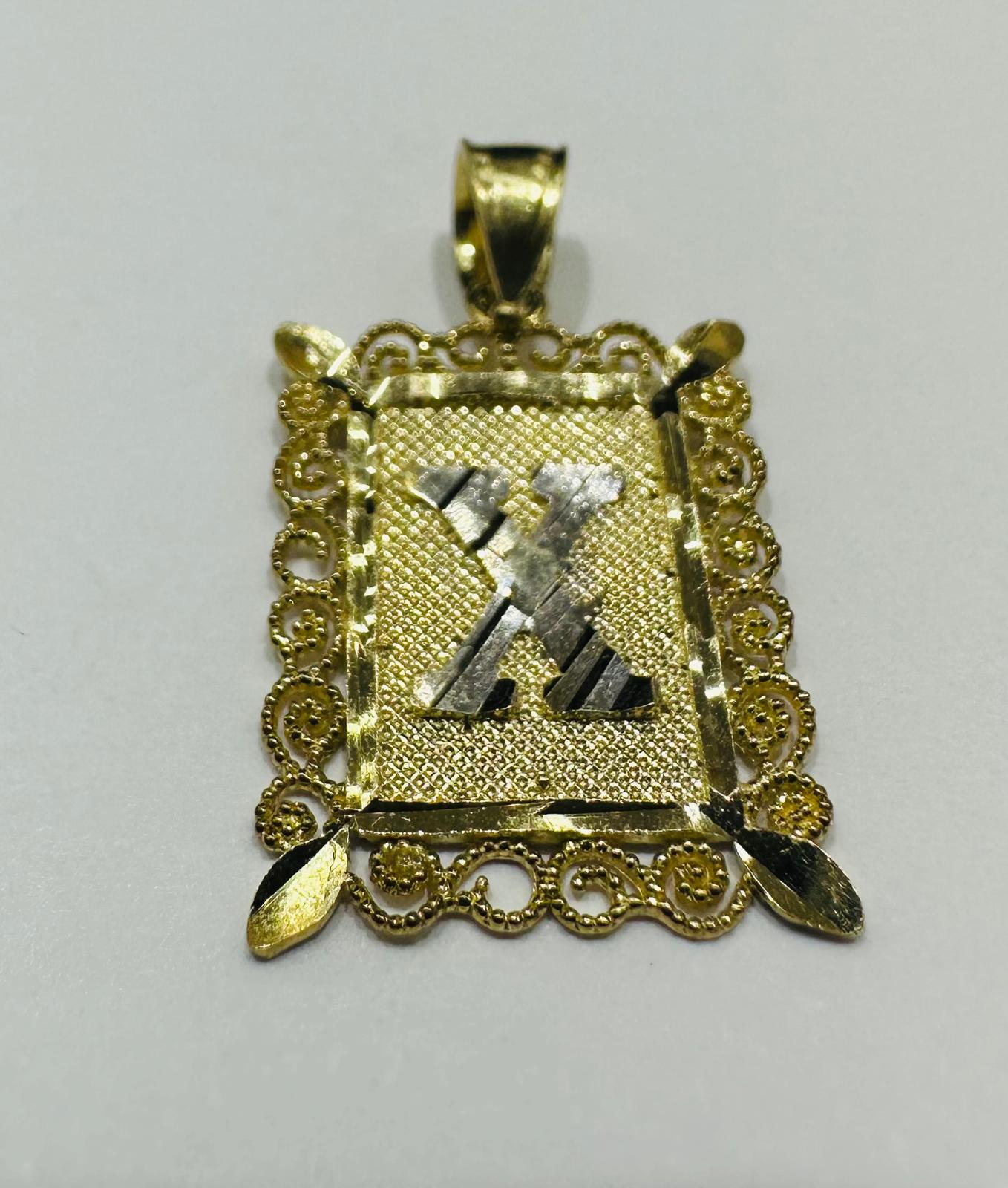 10K GOLD TWO TONED INITIAL LETTER "X" PENDANT- WEIGHT:1.6gm