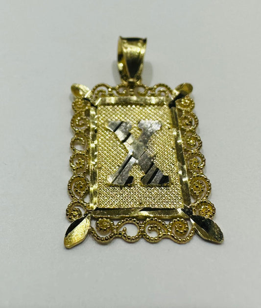 10K GOLD TWO TONED INITIAL LETTER "X" PENDANT- WEIGHT:1.6gm