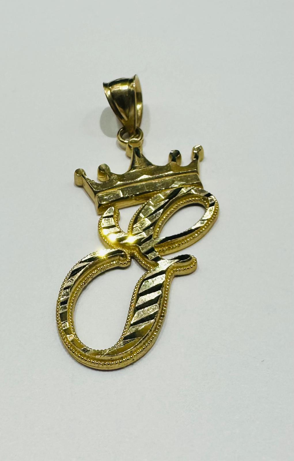 10K GOLD INITIAL LETTER "G" WITH A CROWN PENDANT- WEIGHT: 2.3gm