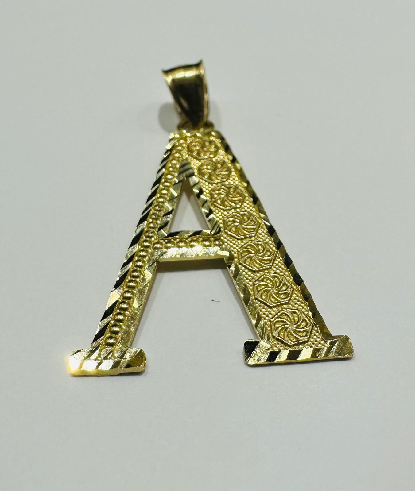 10K GOLD INITIAL LETTER "A" PENDANT- WEIGHT: 1.6gm