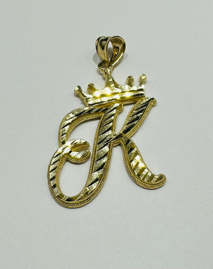 10K GOLD INITIAL LETTER "K" WITH A CROWN PENDANT- WEIGHT: 2.8gm