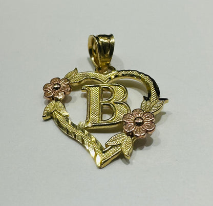 10K GOLD TWO TONED INITIAL LETTER "B" PENDANT