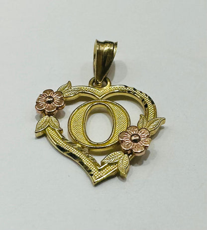 10K GOLD TWO TONED INITIAL LETTER "O" PENDANT