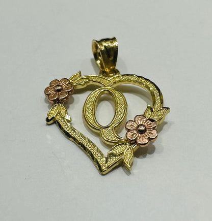 10K GOLD TWO TONED INITIAL LETTER "Q" PENDANT