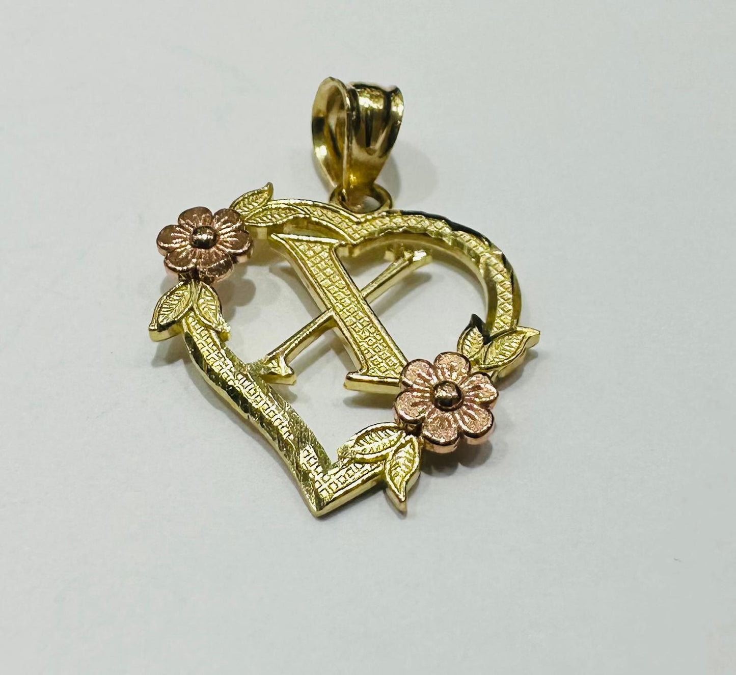 10K GOLD TWO TONED INITIAL LETTER "X" PENDANT