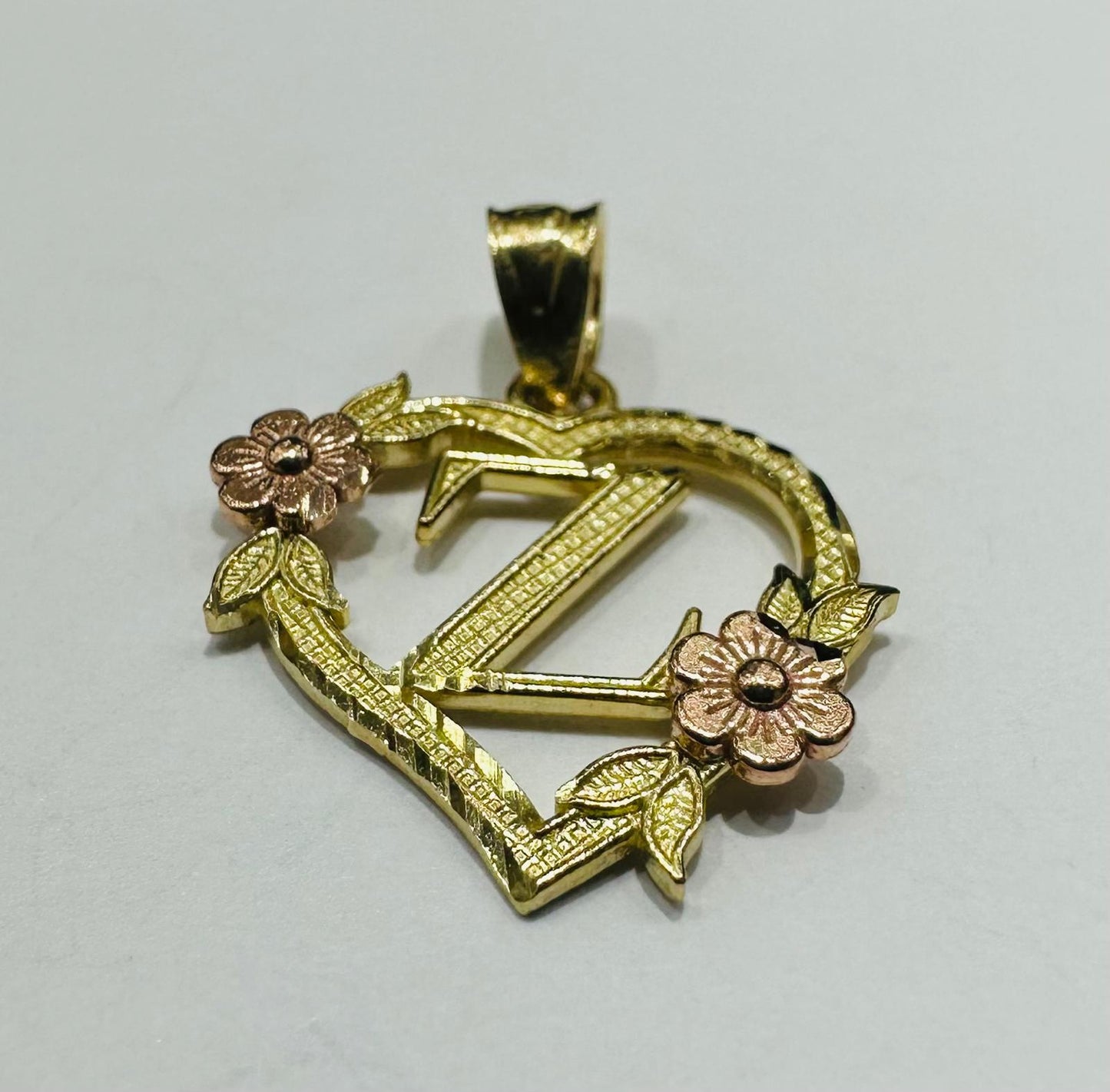 10K GOLD TWO TONED INITIAL LETTER "Z" PENDANT