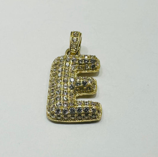 10K GOLD CZ STONE INITIAL LETTER "E" PENDANT