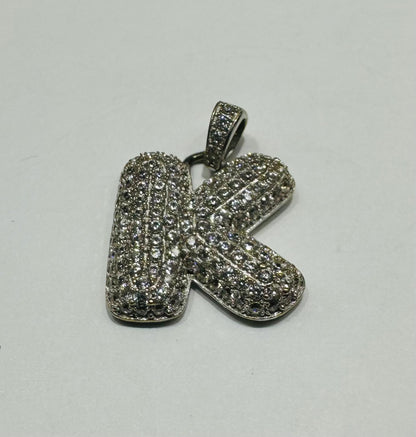 10K GOLD CZ STONE INITIAL LETTER "K" PENDANT - WEIGHT: 2.5gm