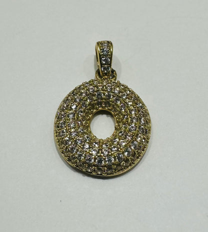 10K GOLD CZ STONE INITIAL LETTER "O" PENDANT - WEIGHT: 2.0gm