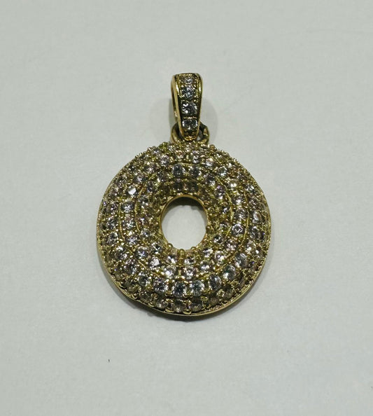10K GOLD CZ STONE INITIAL LETTER "O" PENDANT - WEIGHT: 2.0gm