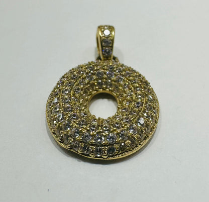 10K GOLD CZ STONE INITIAL LETTER "O" PENDANT - WEIGHT: 2.0gm
