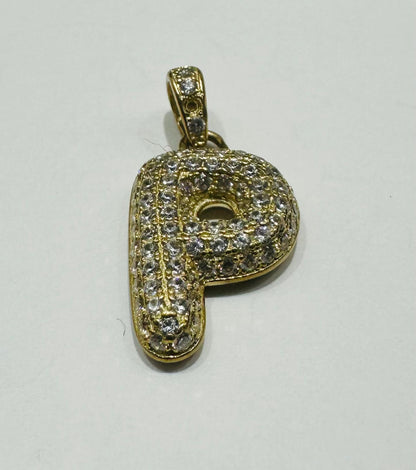 10K GOLD CZ STONE INITIAL LETTER "P" PENDANT